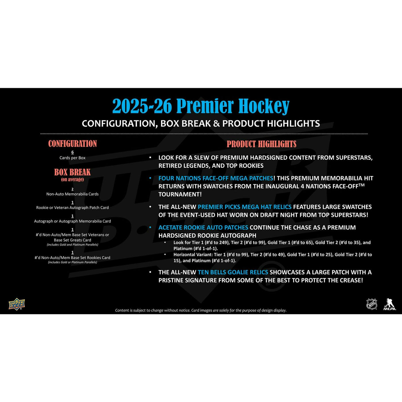 2025/26 Upper Deck Premier Hockey Hobby 10-Box Case