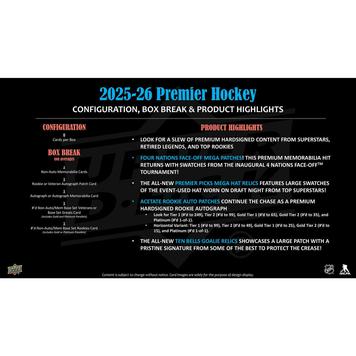 2025/26 Upper Deck Premier Hockey Hobby Box