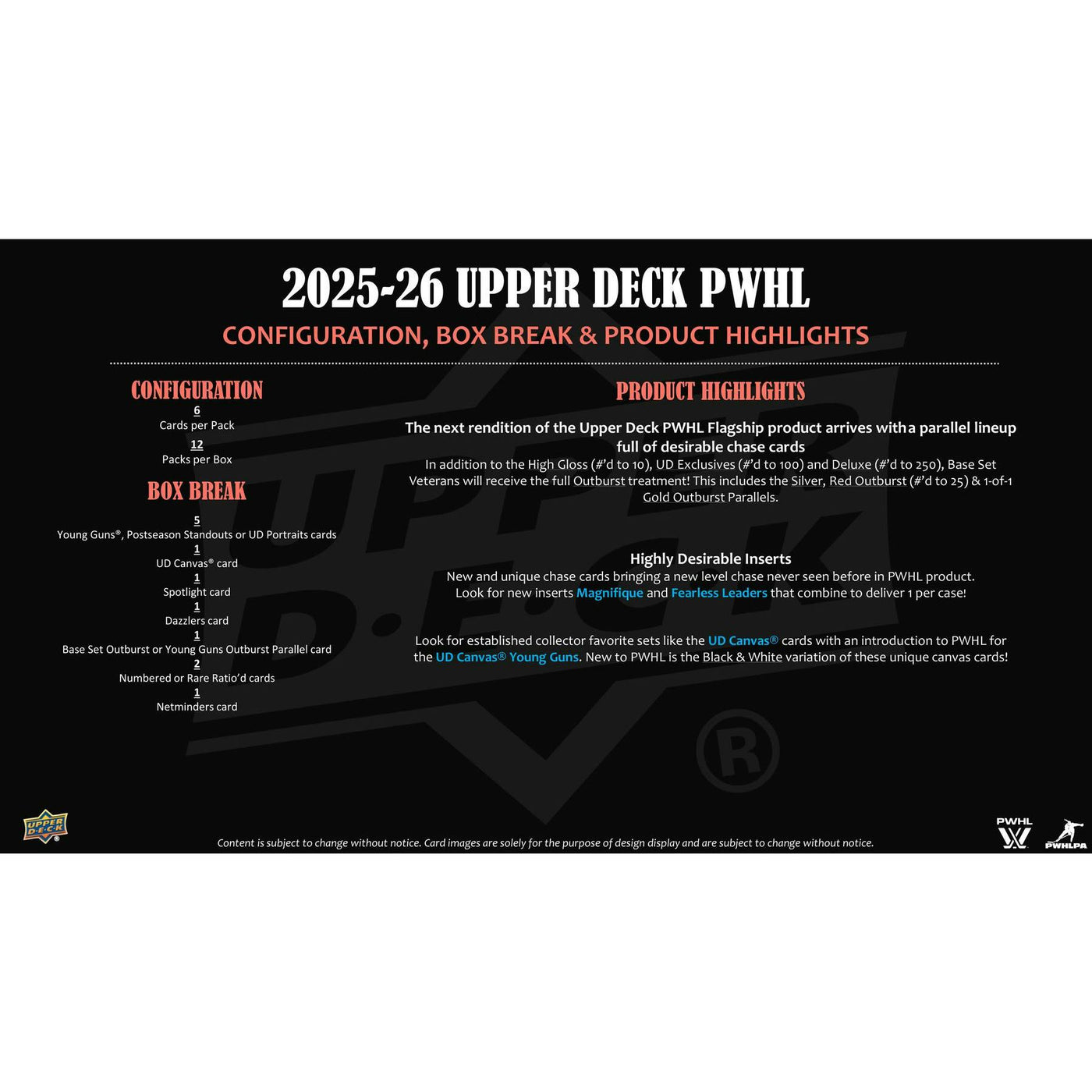 2025/26 Upper Deck PWHL Hockey Hobby Pack