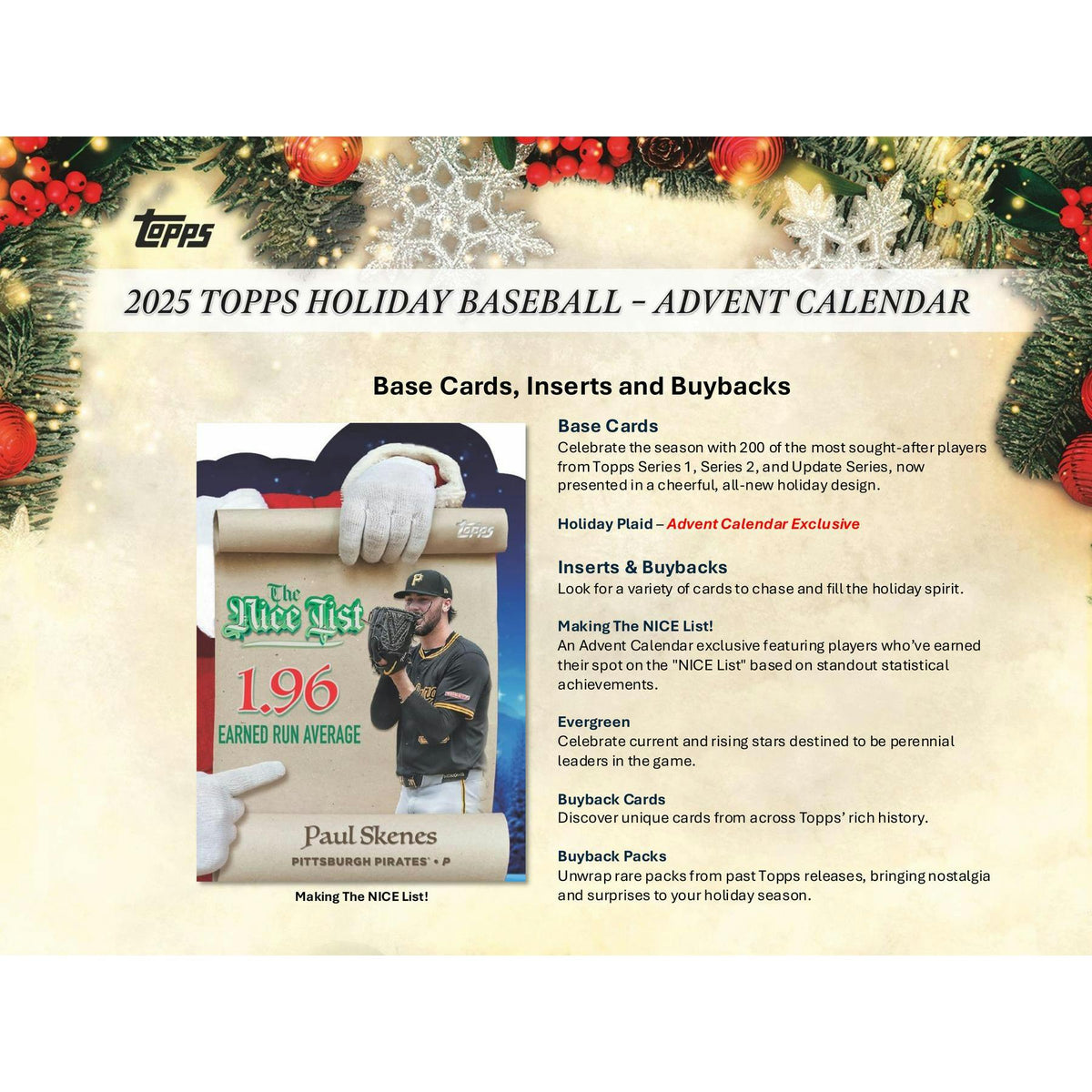 2025 Topps Holiday Baseball Advent Calendar Box