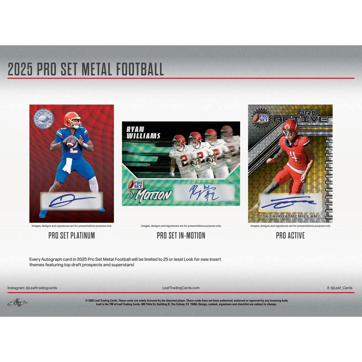 2025 Leaf Pro Set Metal Football Hobby 10-Box Case