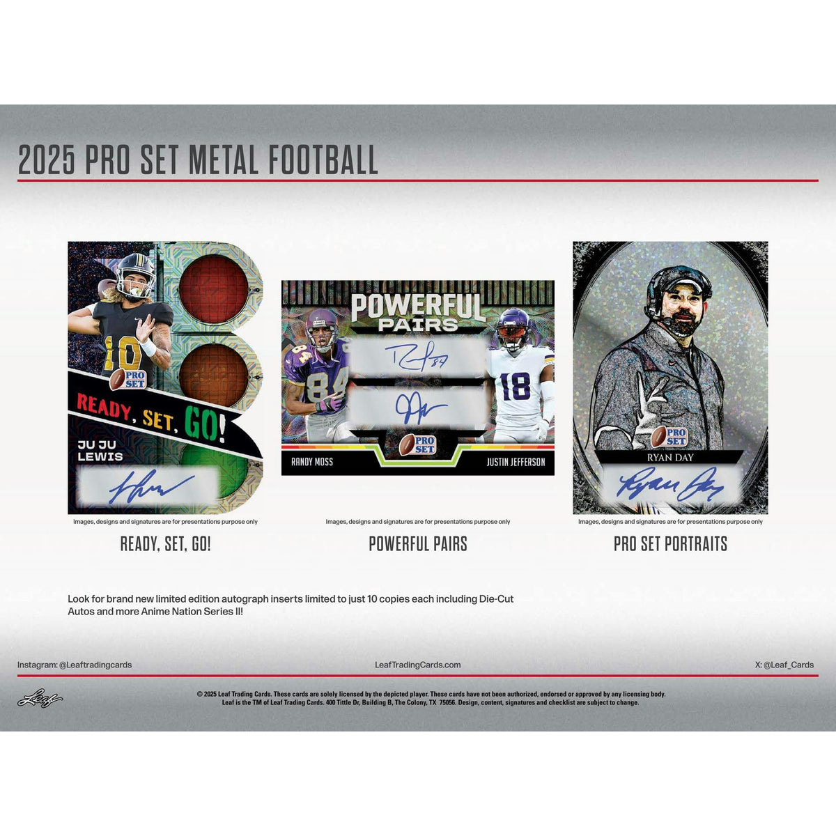 2025 Leaf Pro Set Metal Football Hobby 10-Box Case