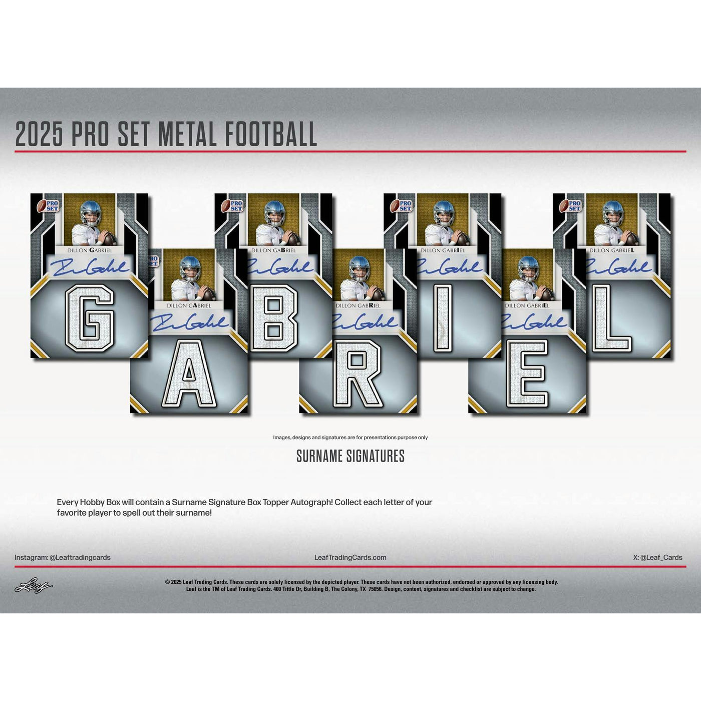 2025 Leaf Pro Set Metal Football Hobby 10-Box Case