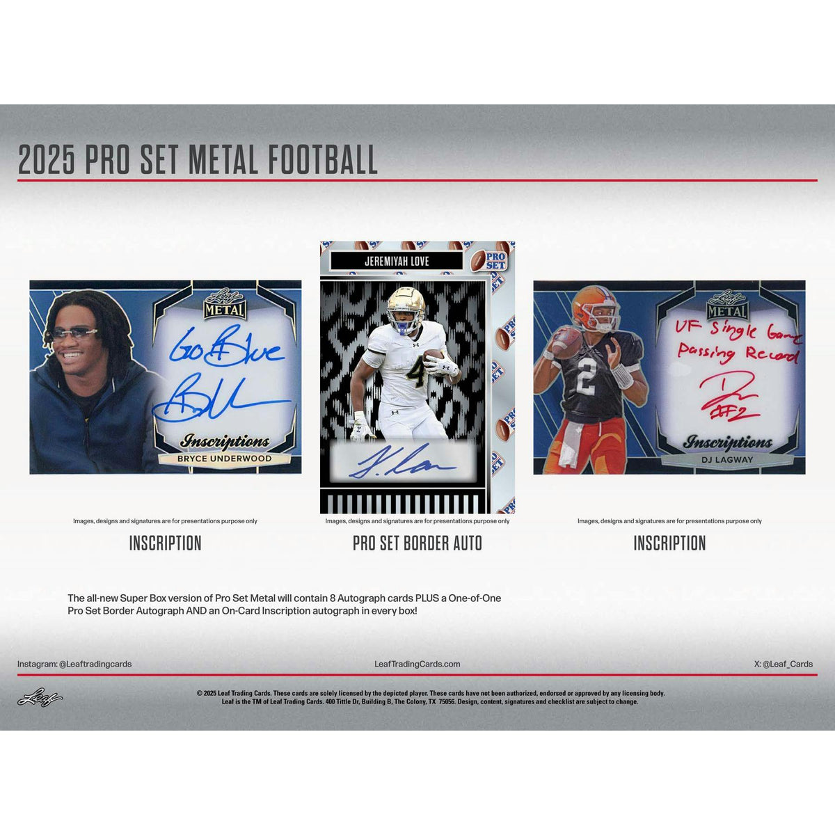 2025 Leaf Pro Set Metal Football Hobby 10-Box Case