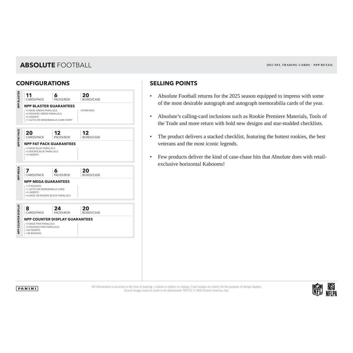 2025 Panini Absolute Football Jumbo Value 12-Box Case