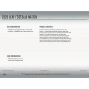 2025 Leaf Football Nation Hobby Jumbo 8-Box Case