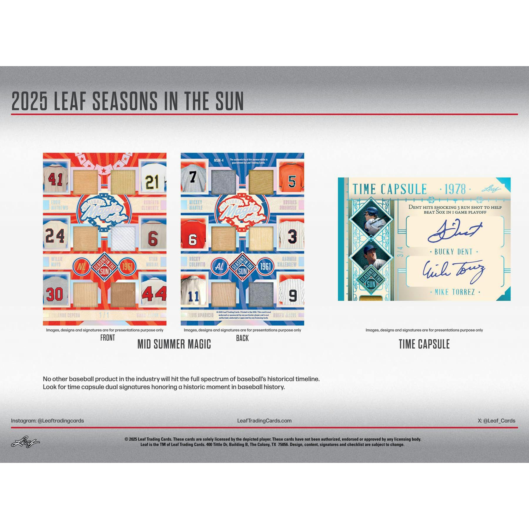 2025 Leaf Seasons in the Sun Baseball Hobby Box