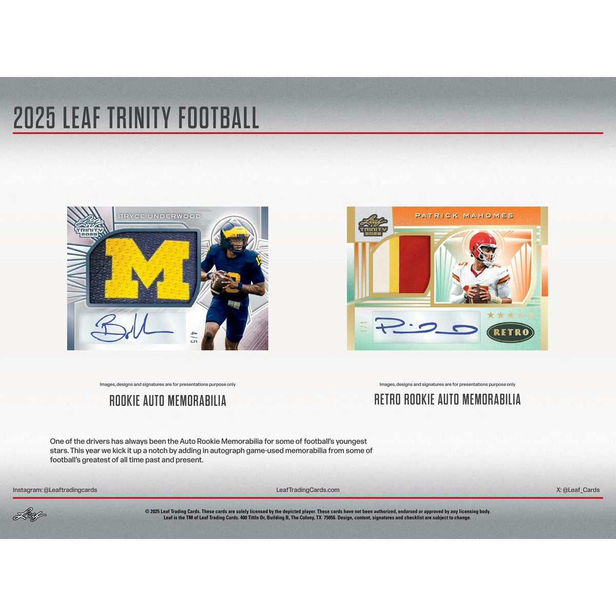 2025 Leaf Trinity Football Hobby Box