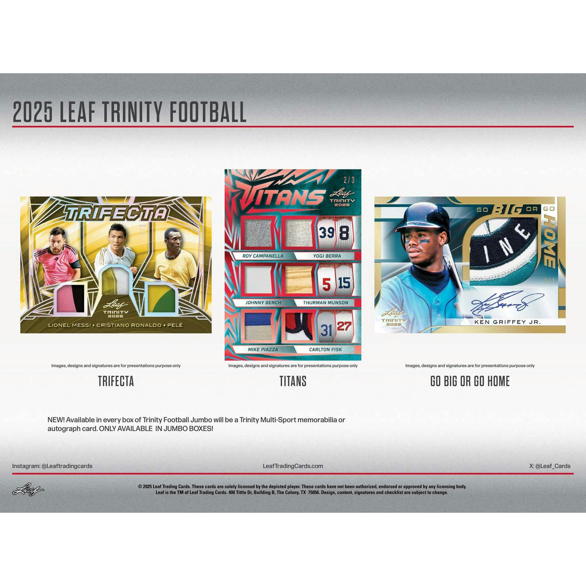 2025 Leaf Trinity Football Hobby Jumbo Box