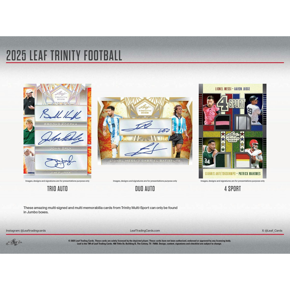 2025 Leaf Trinity Football Hobby Box