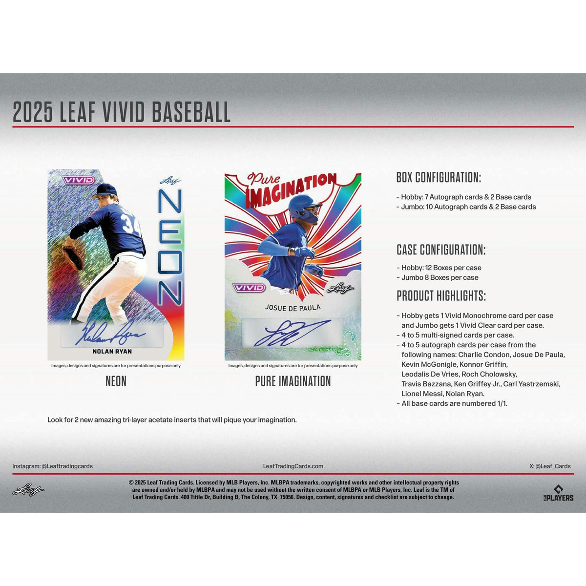 2025 Leaf Vivid Baseball Hobby Jumbo Box