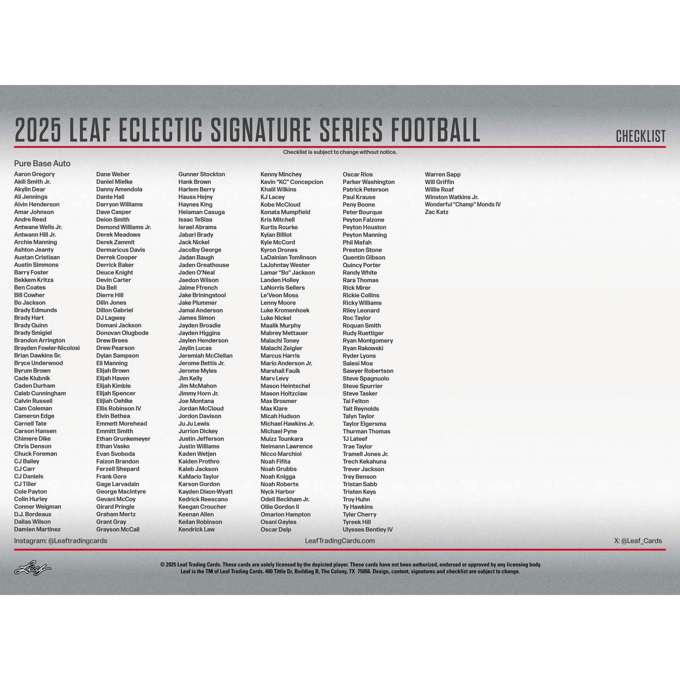 2025 Leaf Eclectic Signature Series Football Mythical Hobby Box