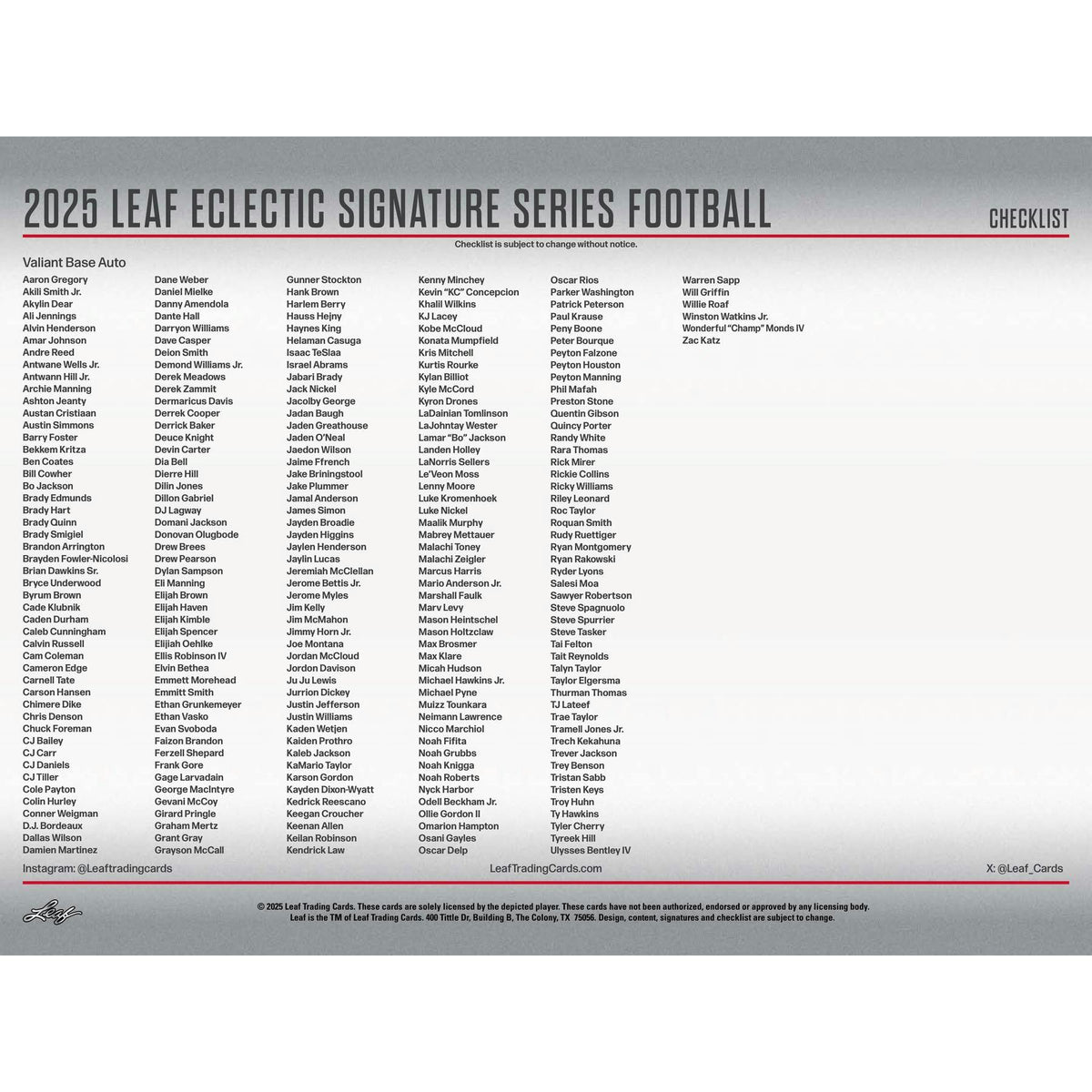 2025 Leaf Eclectic Signature Series Football Hobby Box
