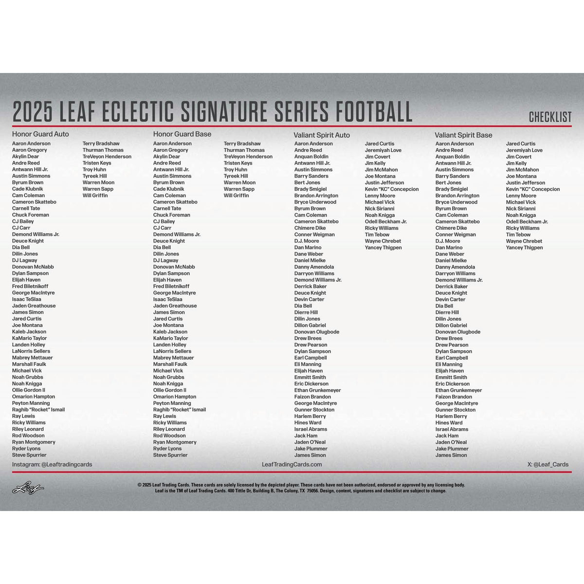 2025 Leaf Eclectic Signature Series Football Mythical Hobby Box