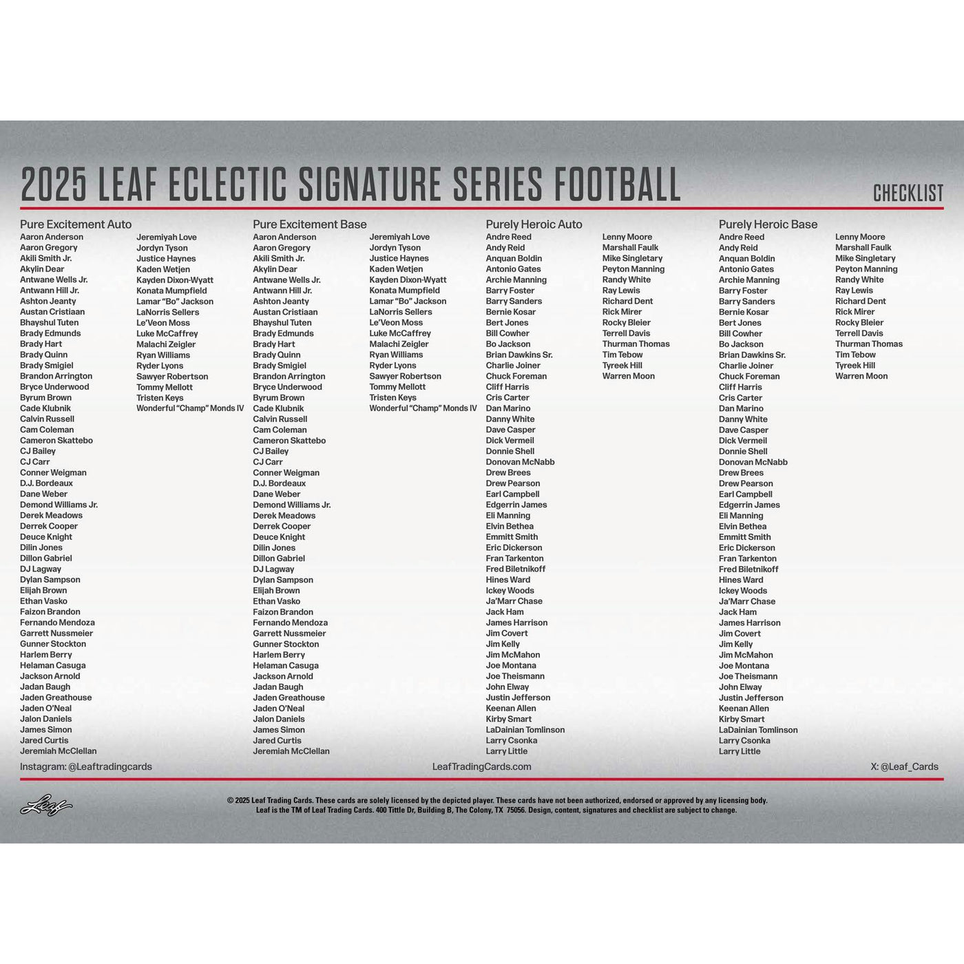 2025 Leaf Eclectic Signature Series Football Mythical Hobby Box