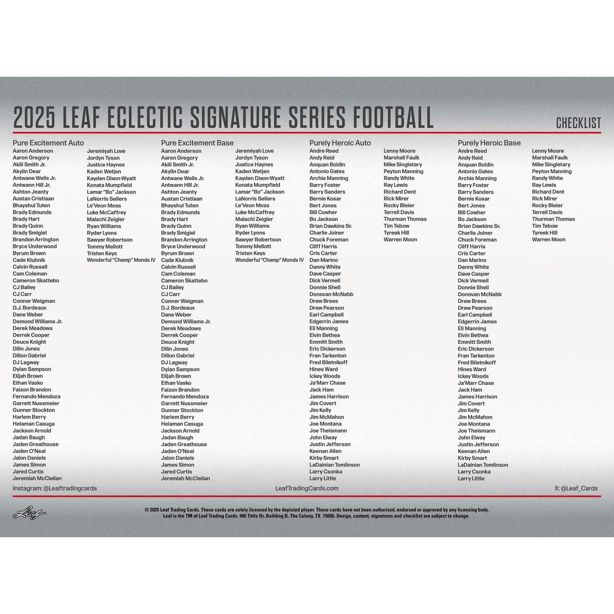 2025 Leaf Eclectic Signature Series Football Hobby Box