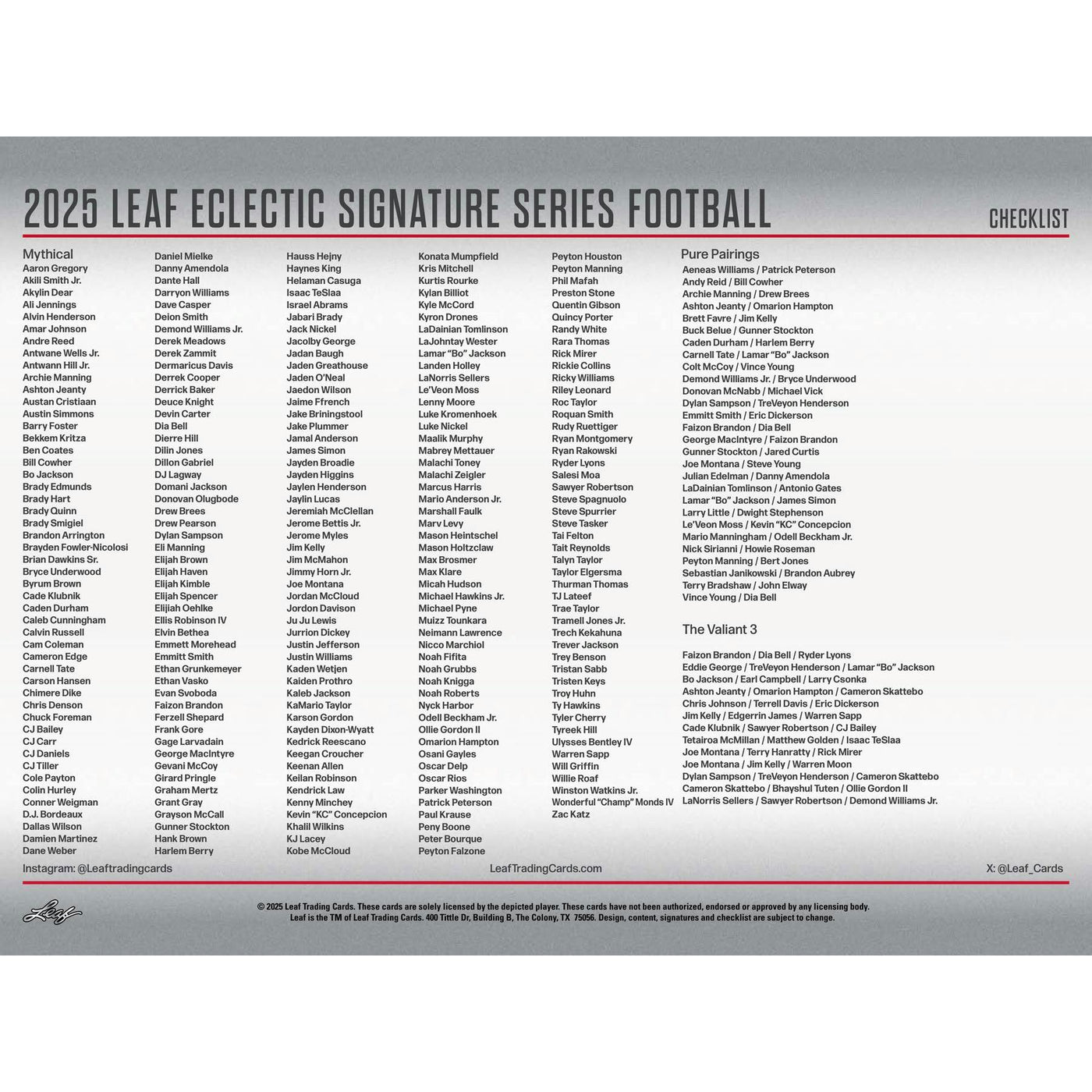 2025 Leaf Eclectic Signature Series Football Hobby Box
