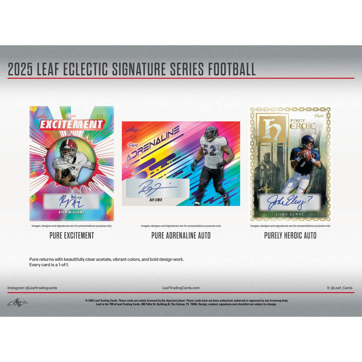 2025 Leaf Eclectic Signature Series Football Hobby 10-Box Case