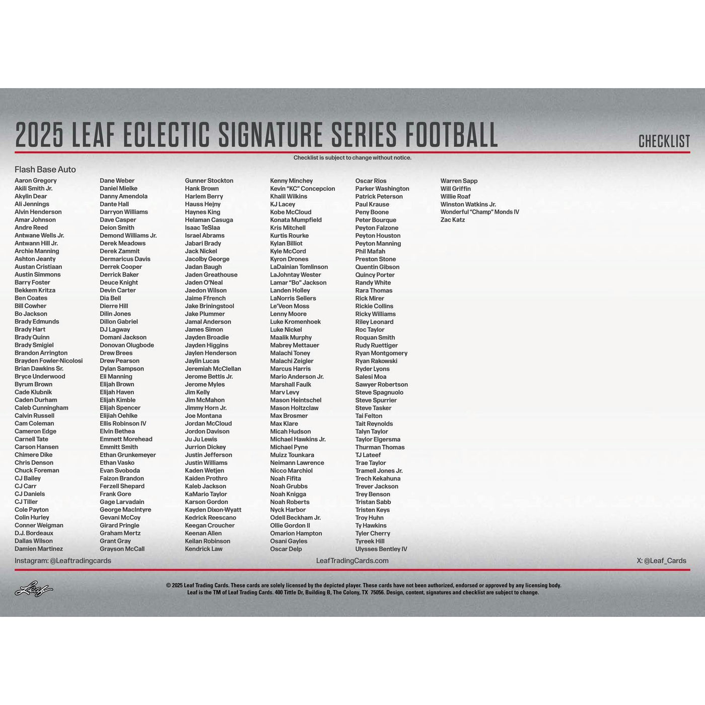 2025 Leaf Eclectic Signature Series Football Mythical Hobby Box