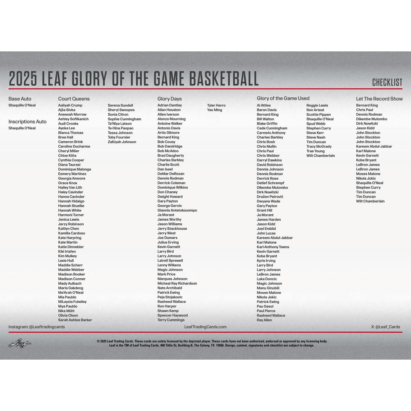 2025 Leaf Glory of the Game Basketball Hobby Box