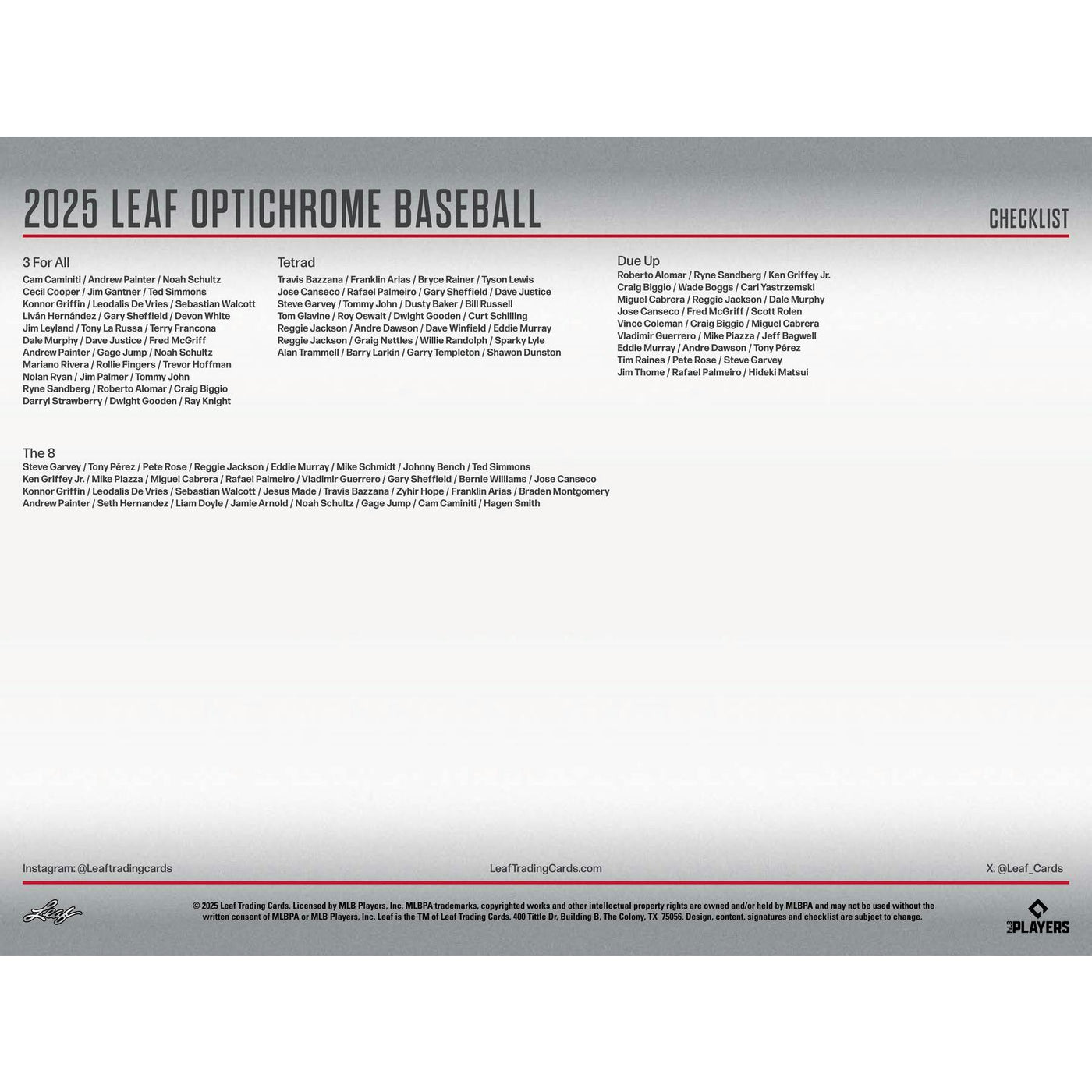 2025 Leaf Optichrome Baseball Hobby Jumbo 8-Box Case