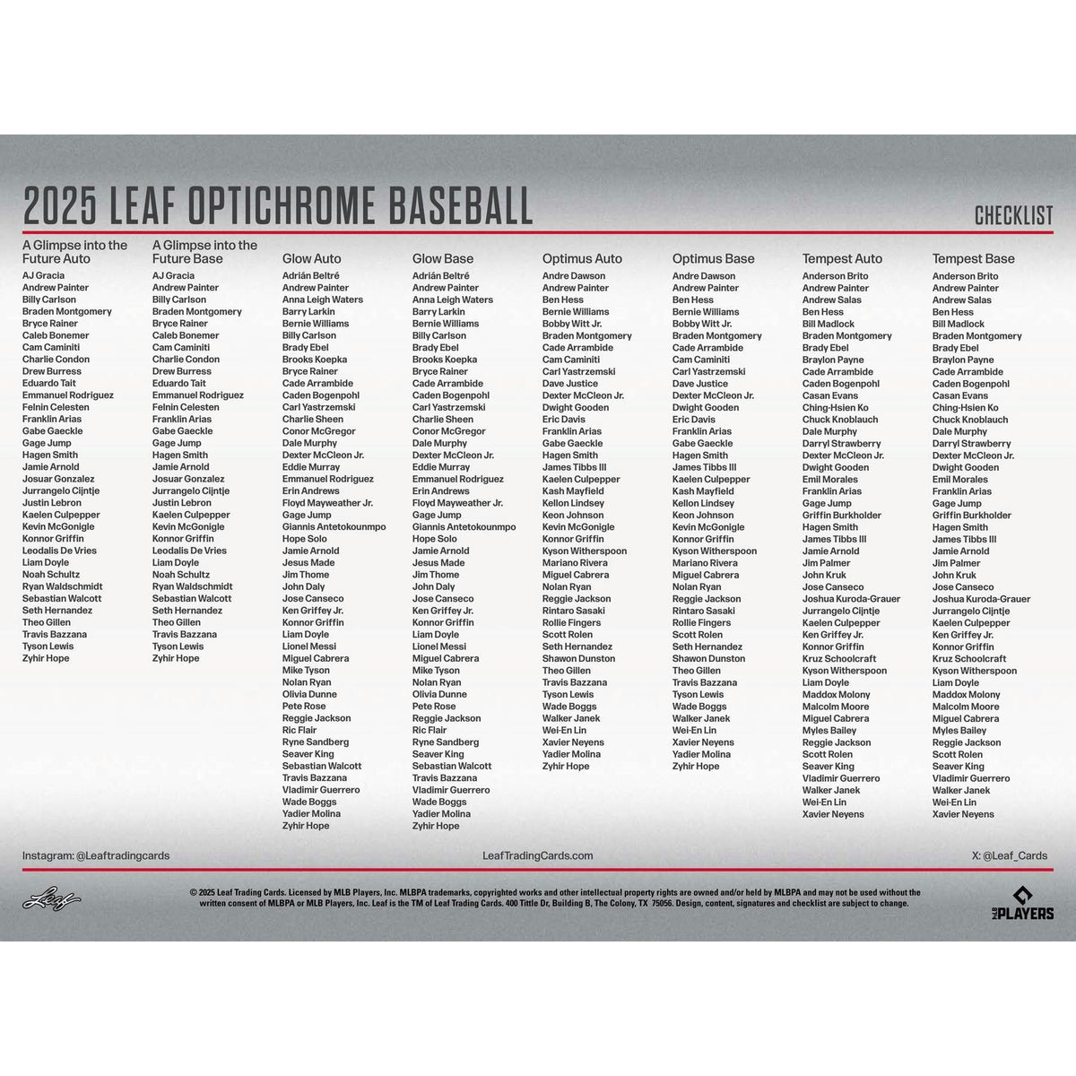 2025 Leaf Optichrome Baseball Hobby Box