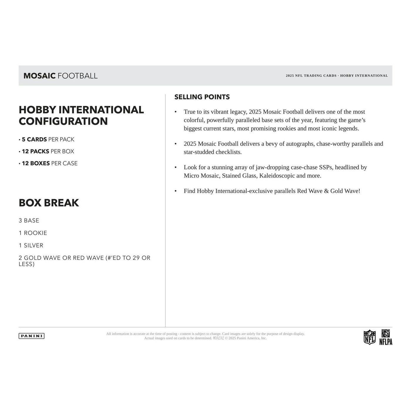 2025 Panini Mosaic Football International Hobby Box