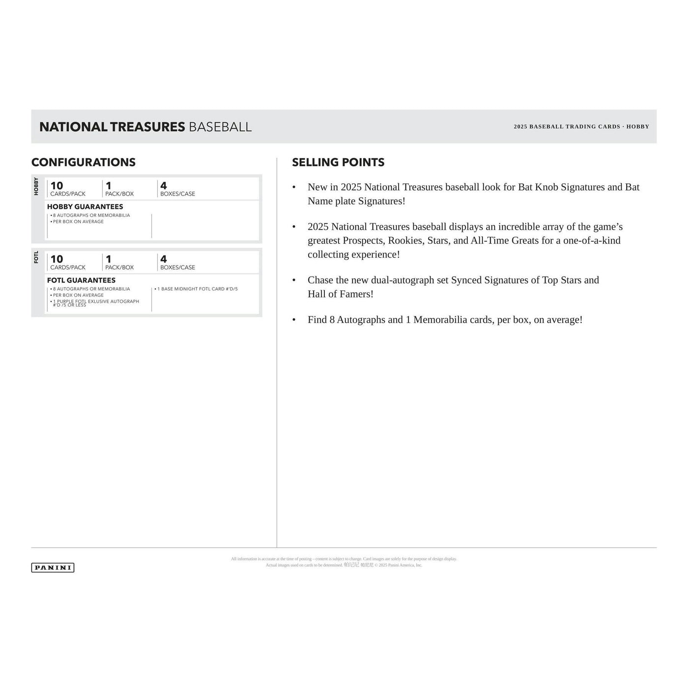 2025 Panini National Treasures Baseball Hobby 4-Box Case