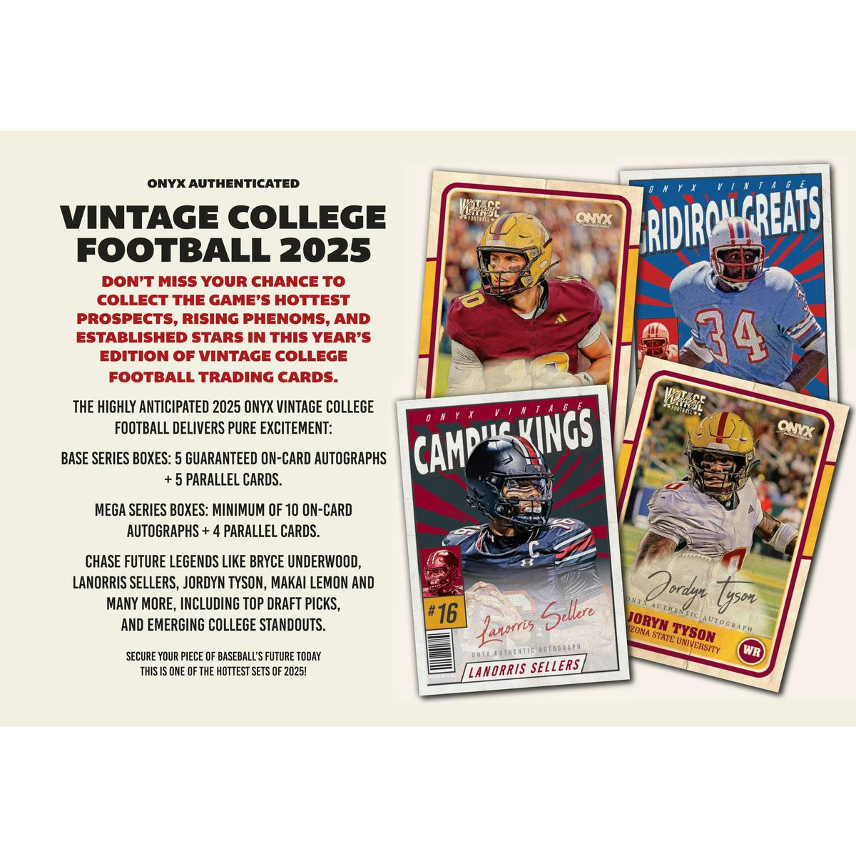 2025 Onyx Vintage College Football Hobby 6-Box Case