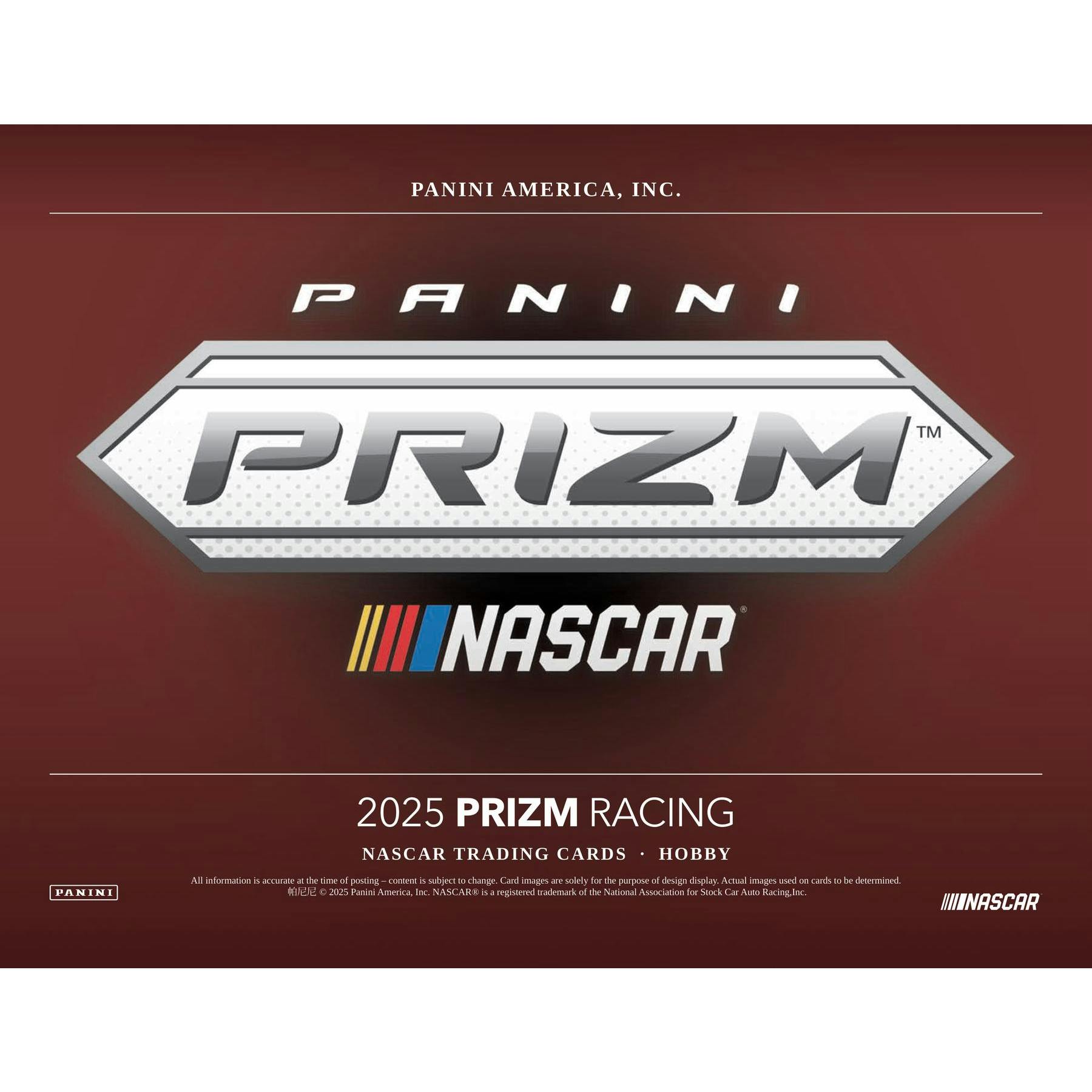 2025 Panini Prizm NASCAR Racing Hobby 12-Box Case