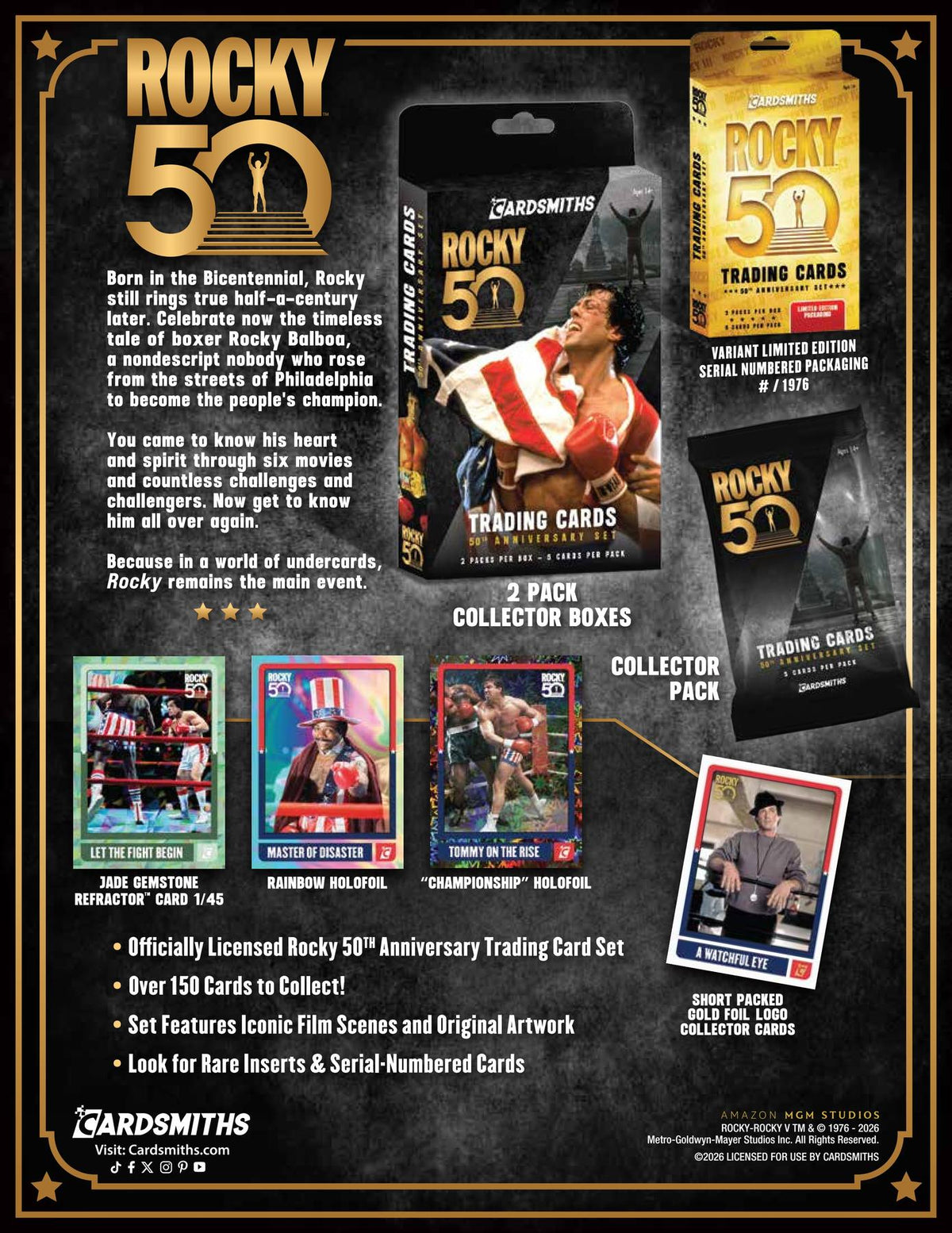 2026 Cardsmiths Rocky 50th Anniversary Collector 48-Box Case (Presell)