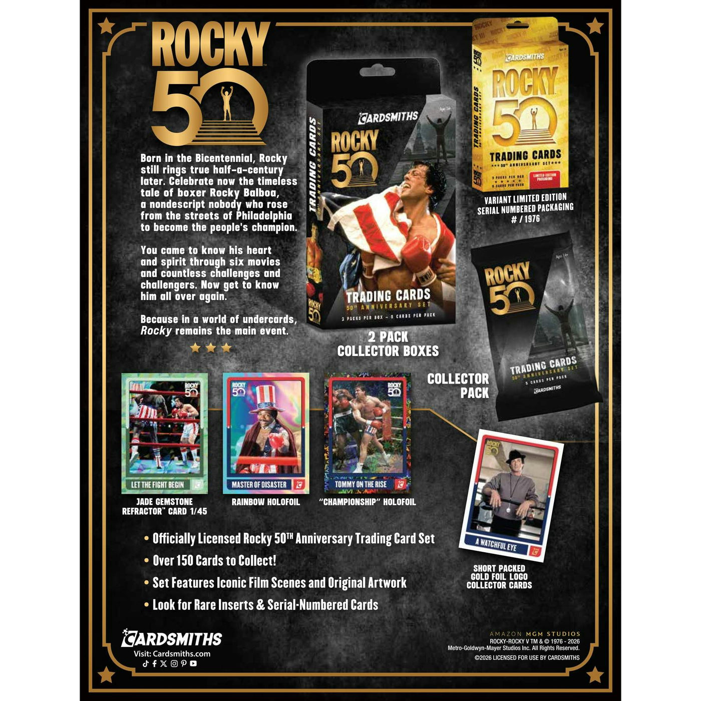 2026 Cardsmiths Rocky 50th Anniversary Collector 12-Box Case (Presell)
