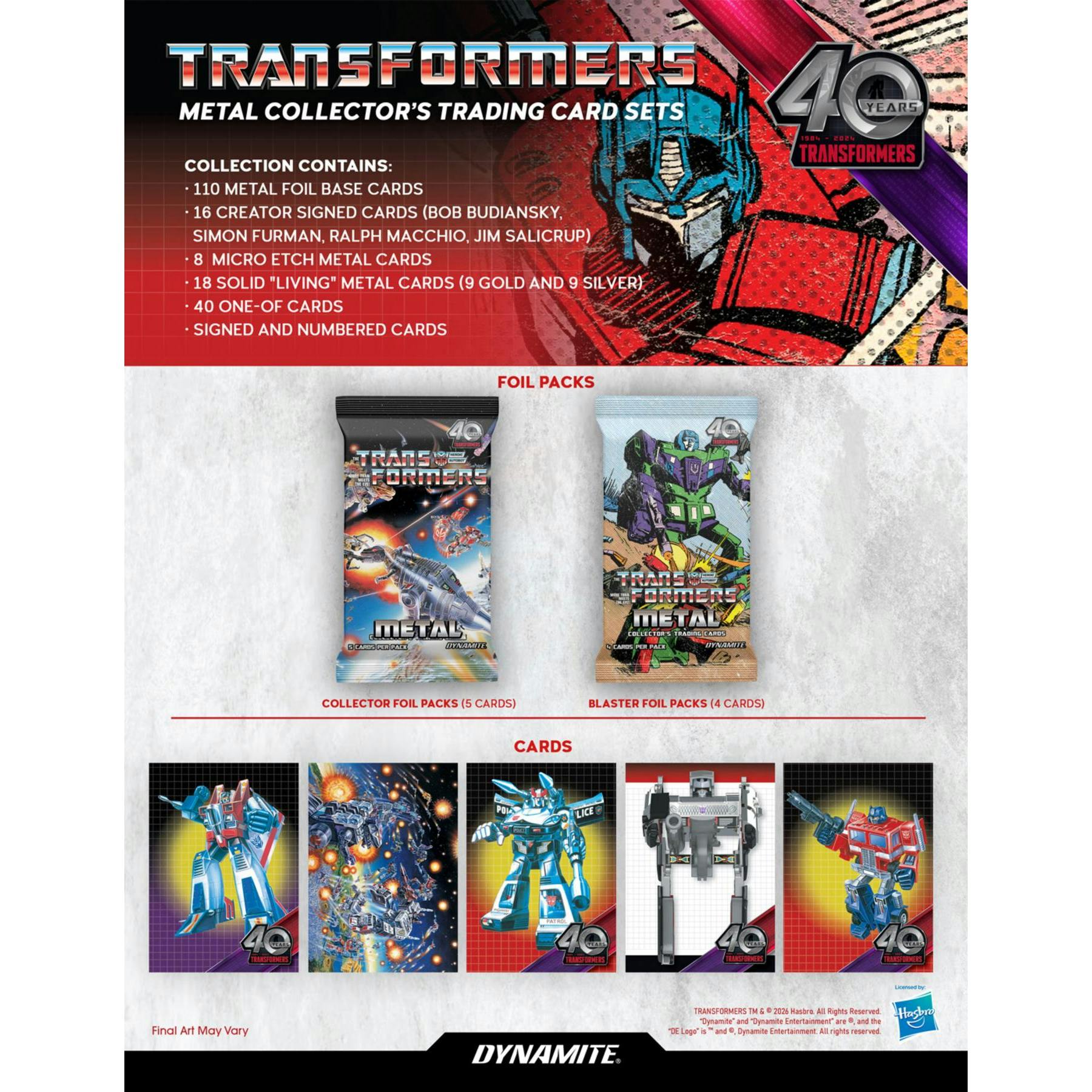 2026 Dynamite Transformers Metal Blaster 24-Box Case (Presell)