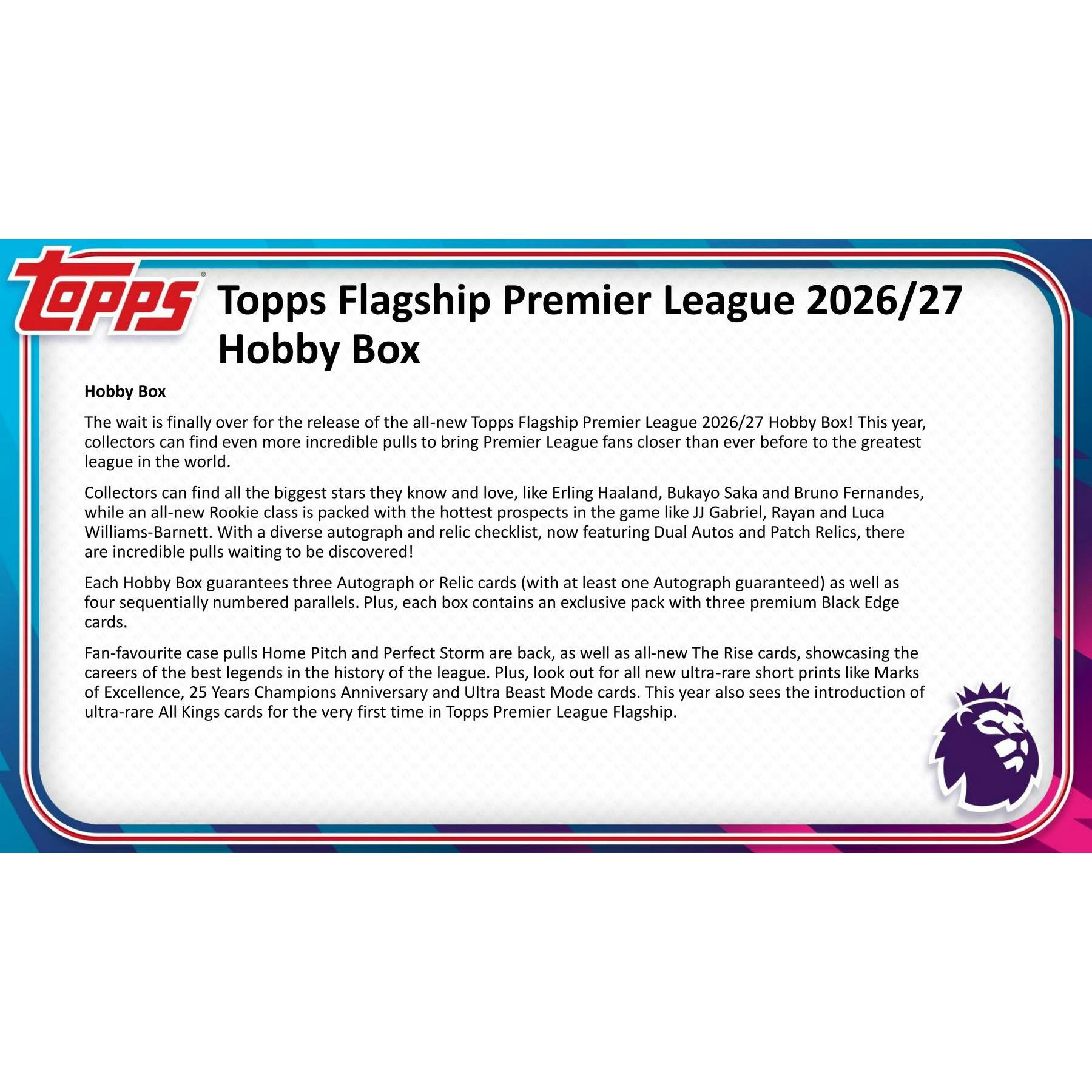 2026/27 Topps Premier League EPL Soccer Hobby Box (Presell)