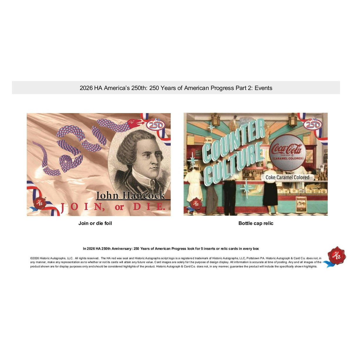 2026 Historic Autographs America's 250th Anniversary Part 2: Events Hobby Box