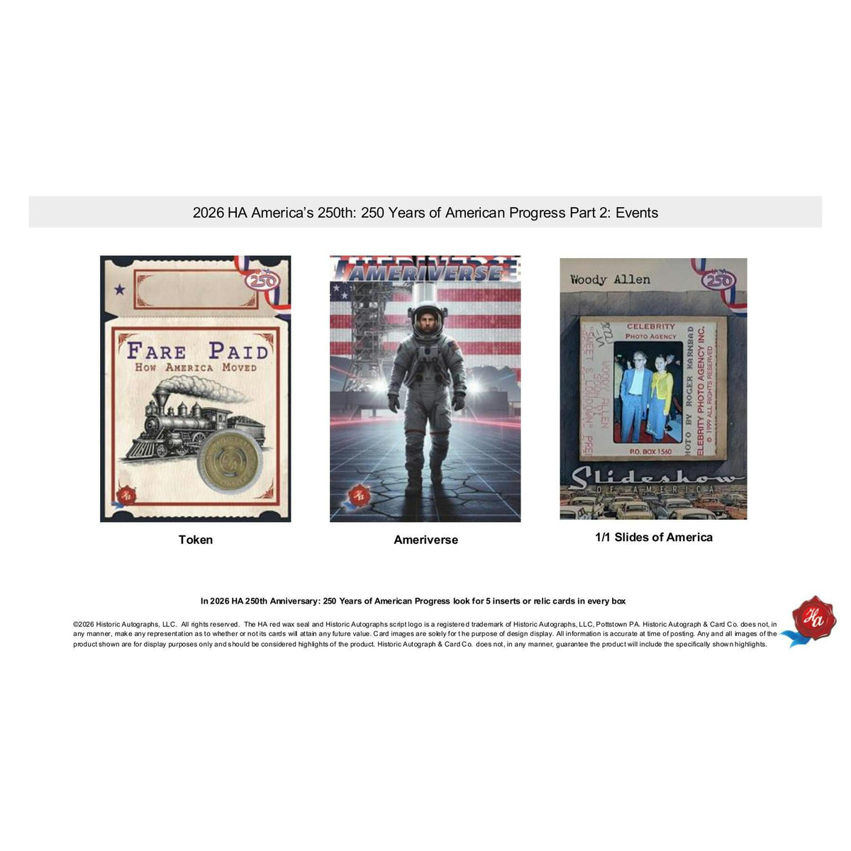 2026 Historic Autographs America's 250th Anniversary Part 2: Events Hobby Box