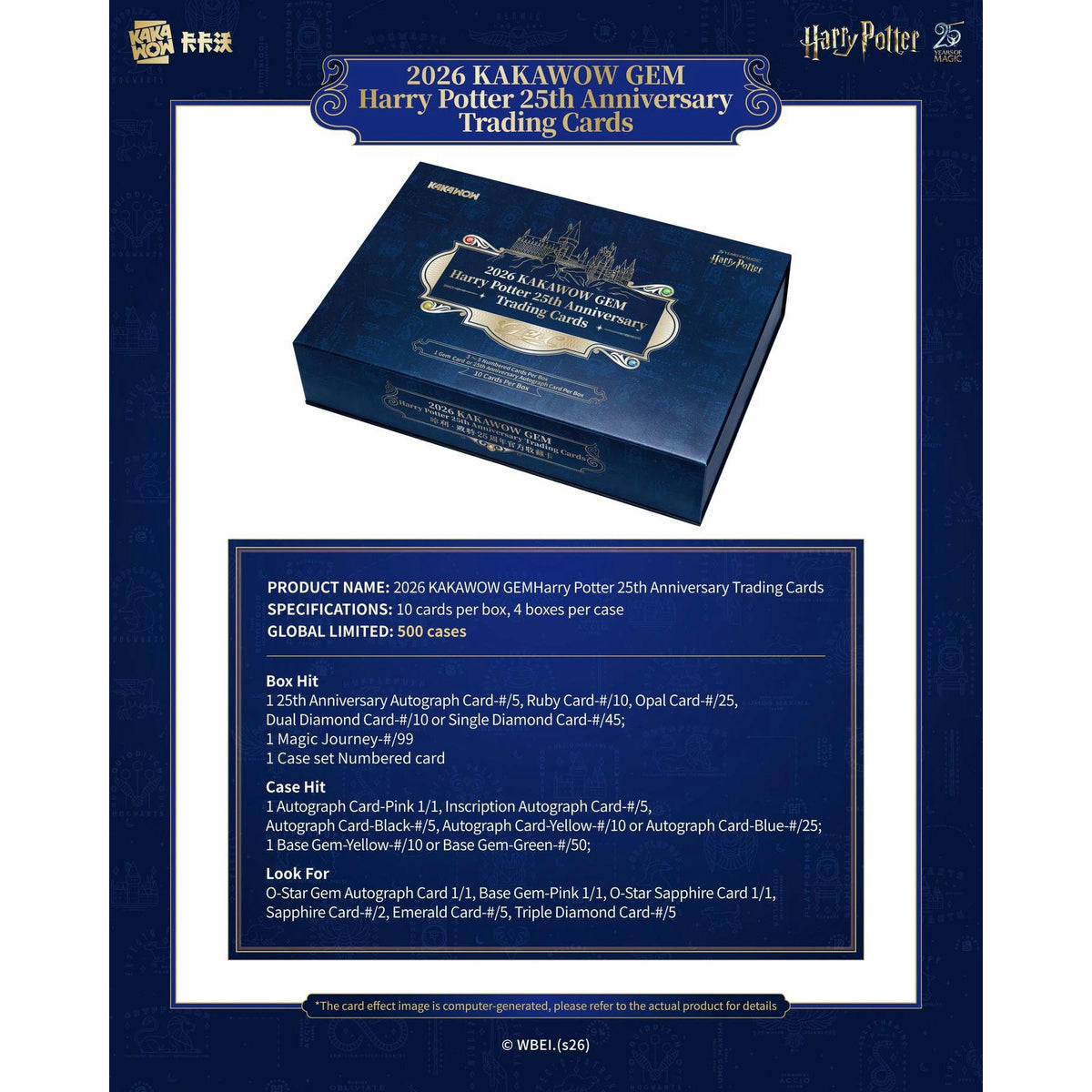 2026 Kakawow Gem Harry Potter 25th Anniversary Hobby 4-Box Case