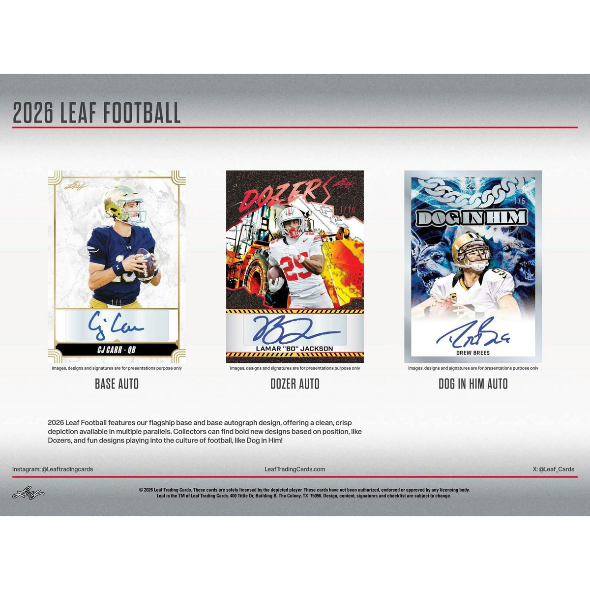 2026 Leaf Football Hobby 10-Box Case (Presell)