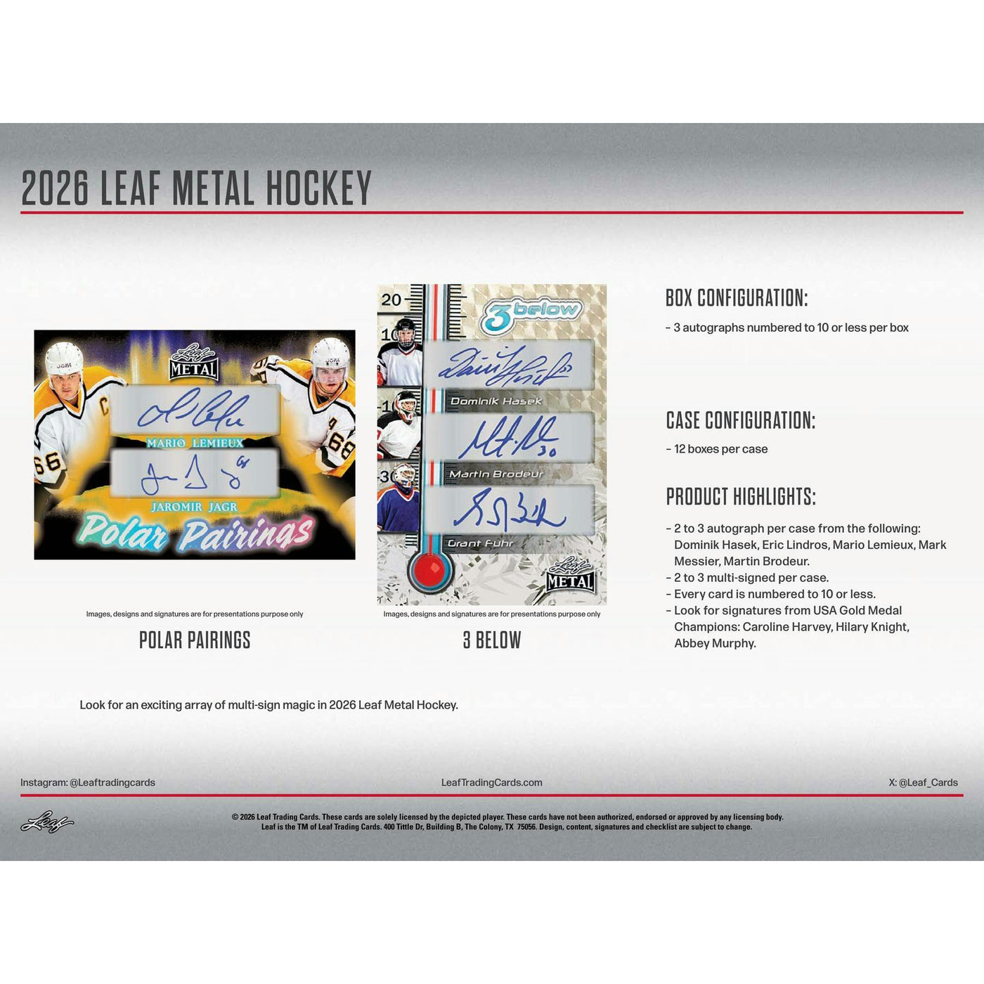 2026 Leaf Metal Hockey Hobby 12-Box Case