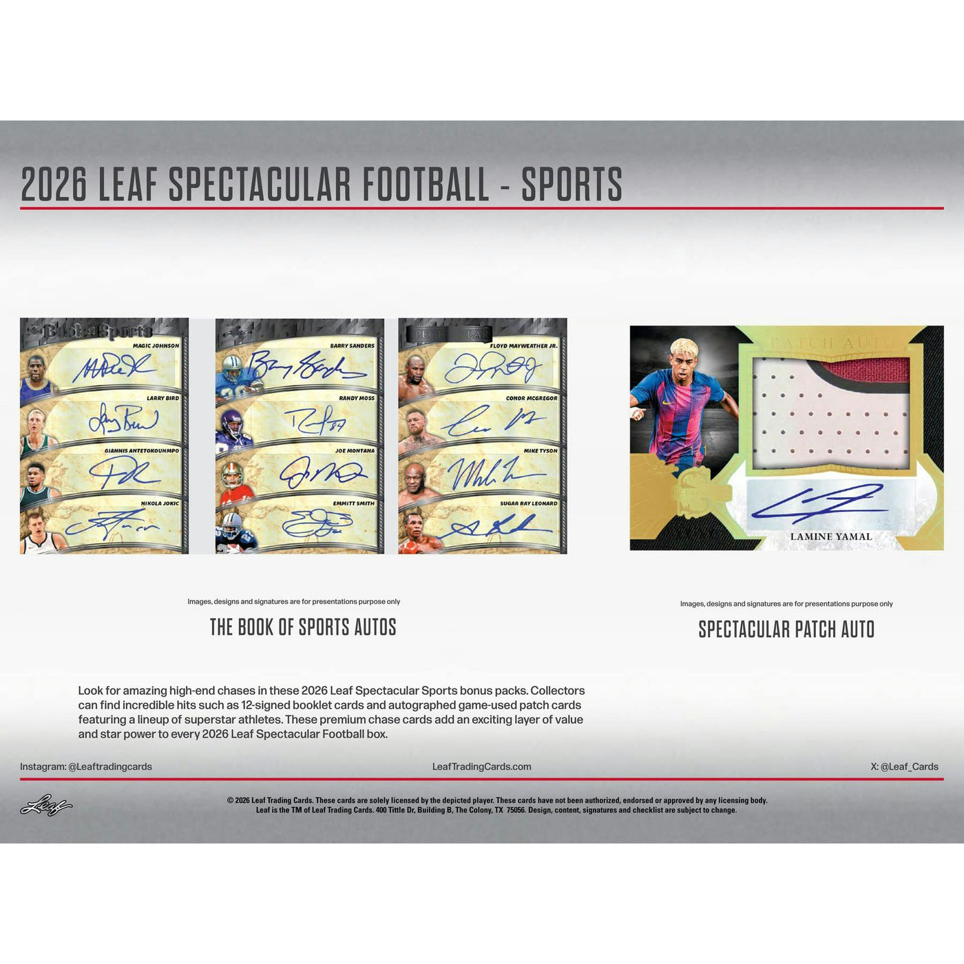2026 Leaf Spectacular Football Hobby 3-Box Case