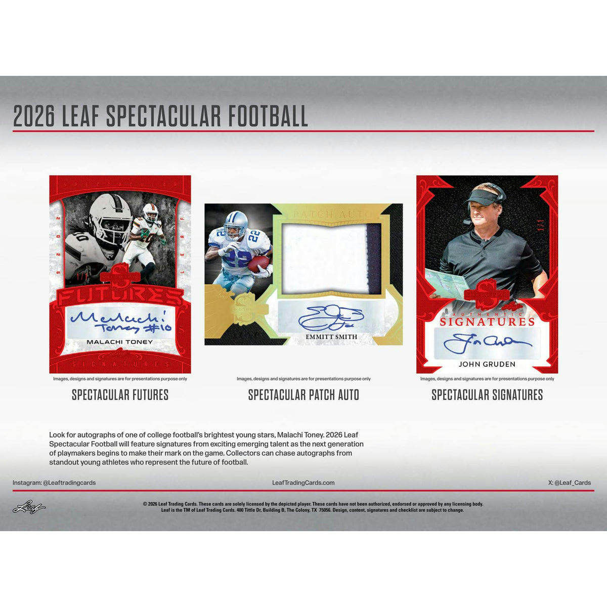 2026 Leaf Spectacular Football Hobby 3-Box Case