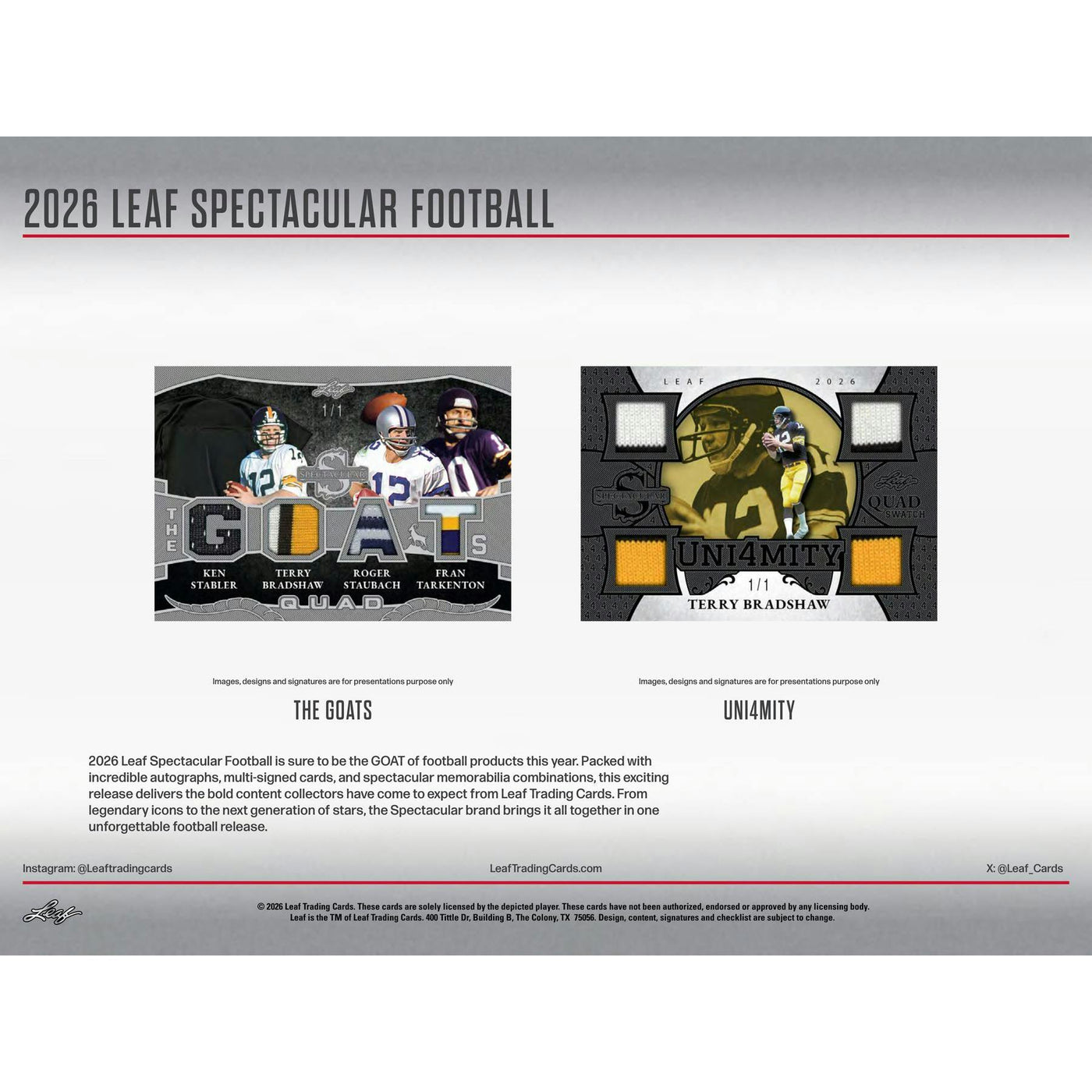 2026 Leaf Spectacular Football Hobby 3-Box Case