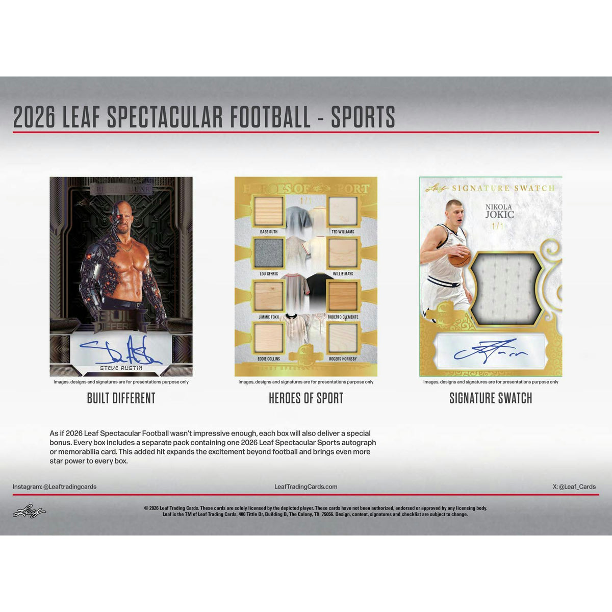 2026 Leaf Spectacular Football Hobby 3-Box Case
