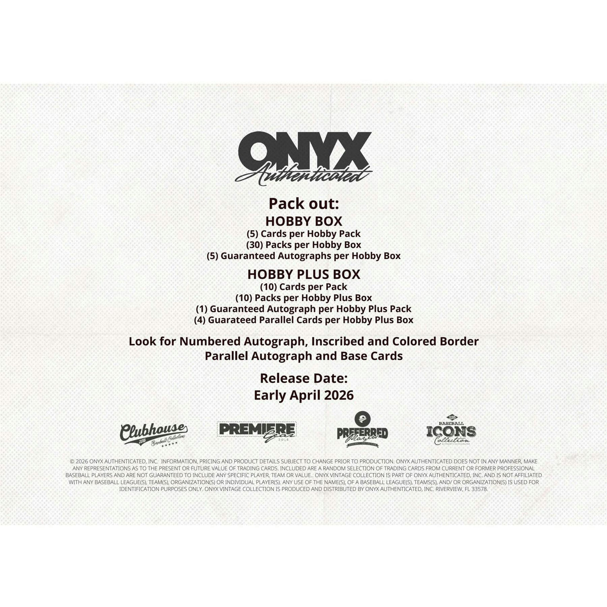 2026 Onyx Vintage Baseball Hobby 6-Box Case