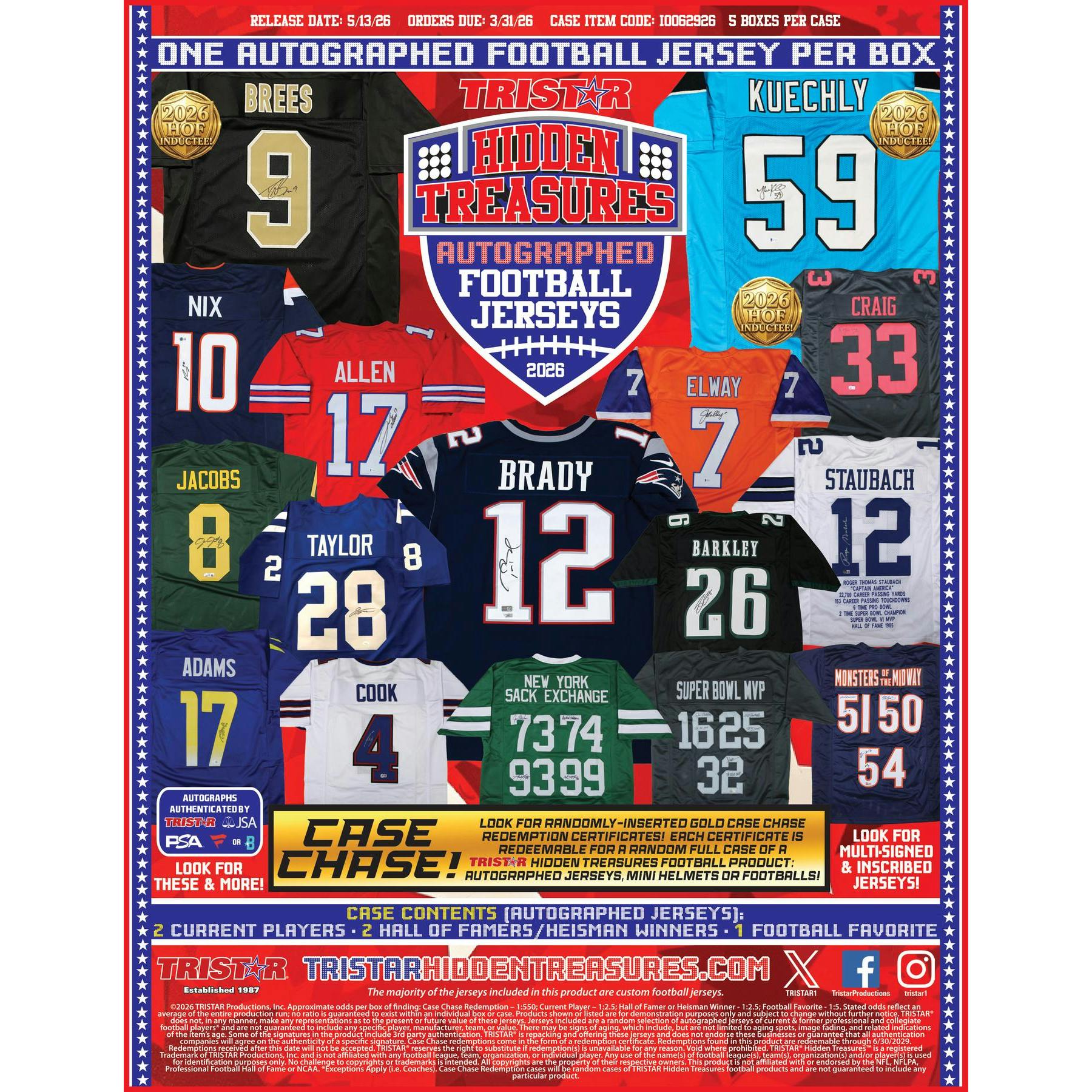2026 TriStar Hidden Treasures Autographed Football Jersey Hobby Box