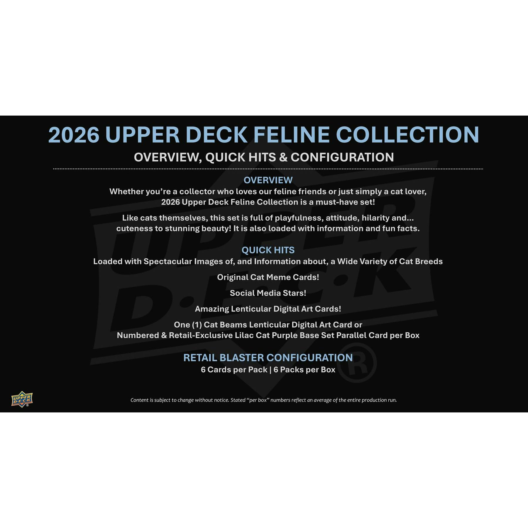2026 Upper Deck Feline Collection Blaster Box (Presell)
