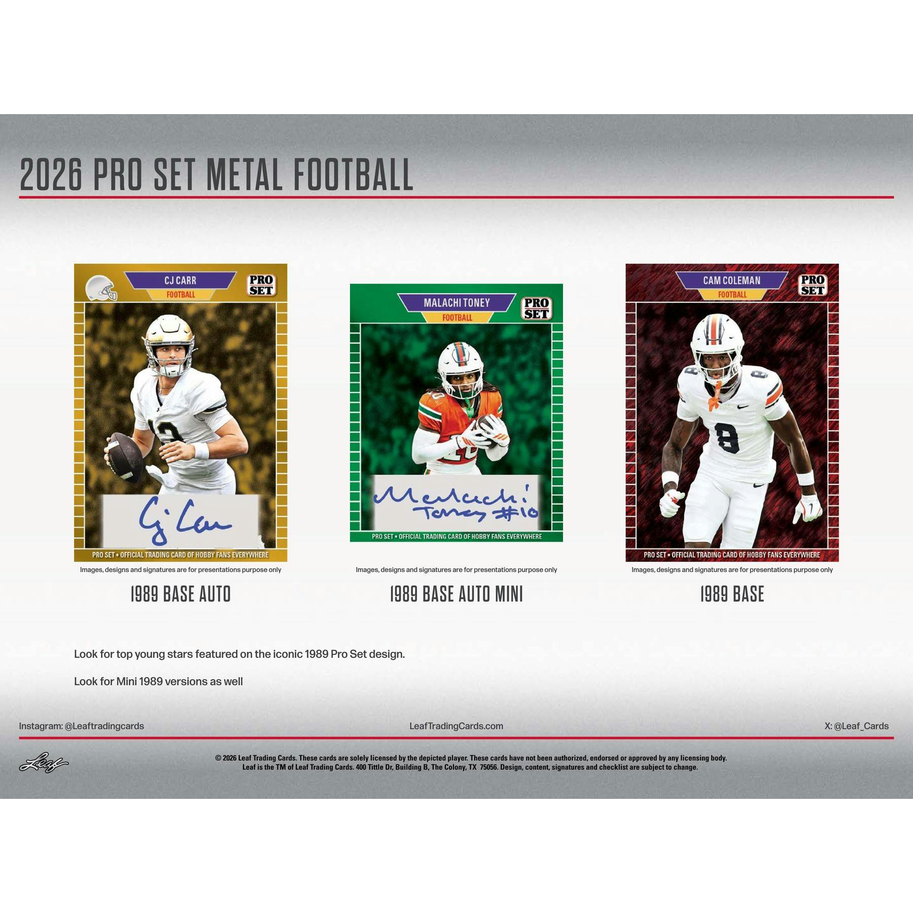 2026 Leaf Pro Set Metal Football Hobby 10-Box Case