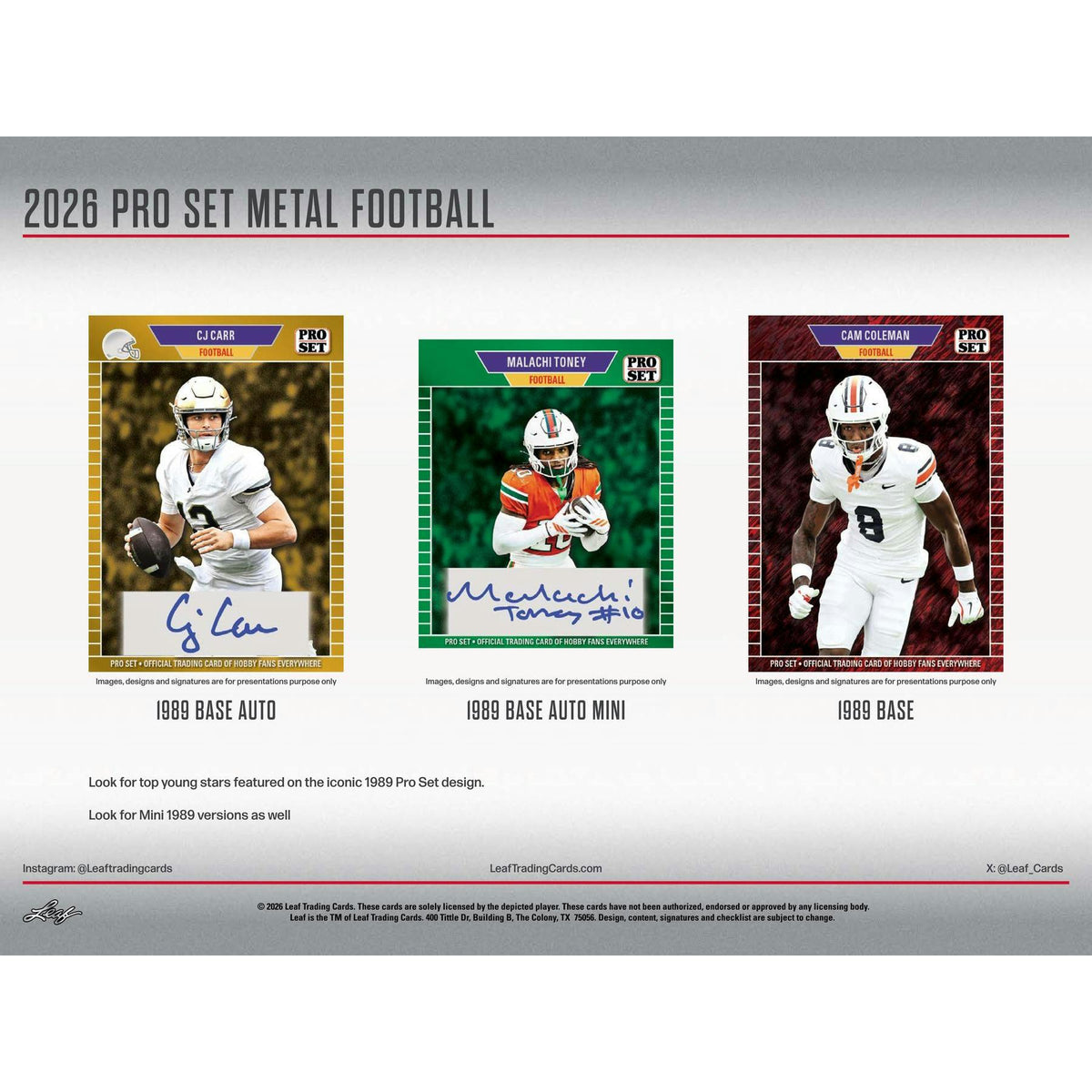 2026 Leaf Pro Set Metal Football Hobby Jumbo 8-Box Case
