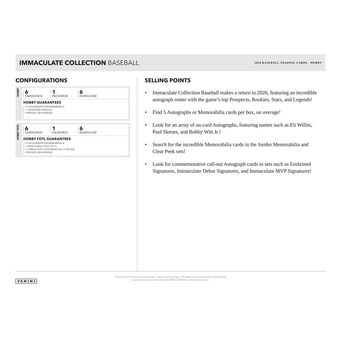 2026 Panini Immaculate Baseball Hobby 6-Box Case