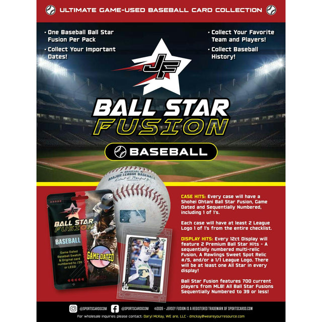 2026 Jersey Fusion Ball Star Baseball Hobby 8-Box Case